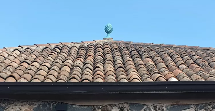 Pine cone on the gable of a house