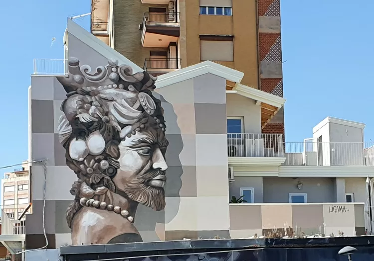 Ein Graffito in Catania zeigt den Maurenkopf