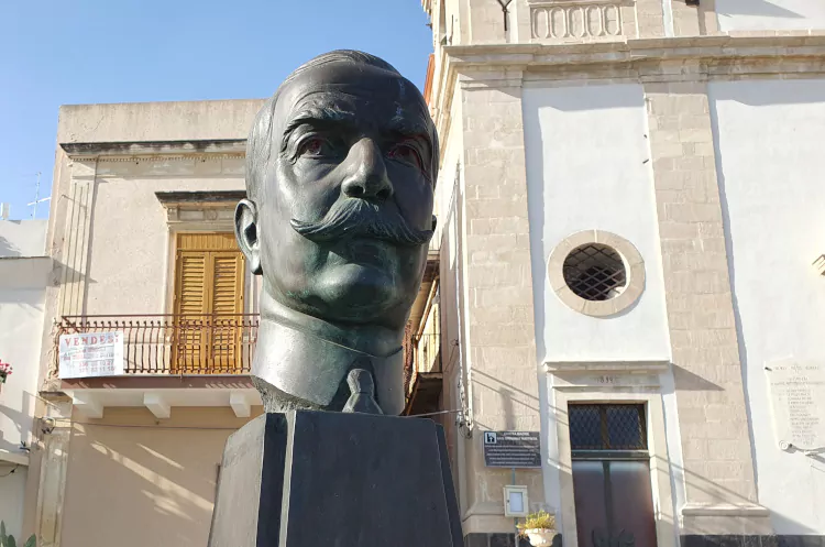 A monument to the writer Giovanni Verga in Aci Trezza